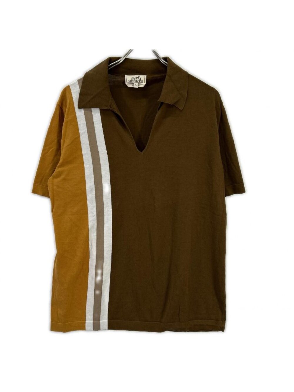 Hermes Brown Skipper Knit Polo Shirt XL